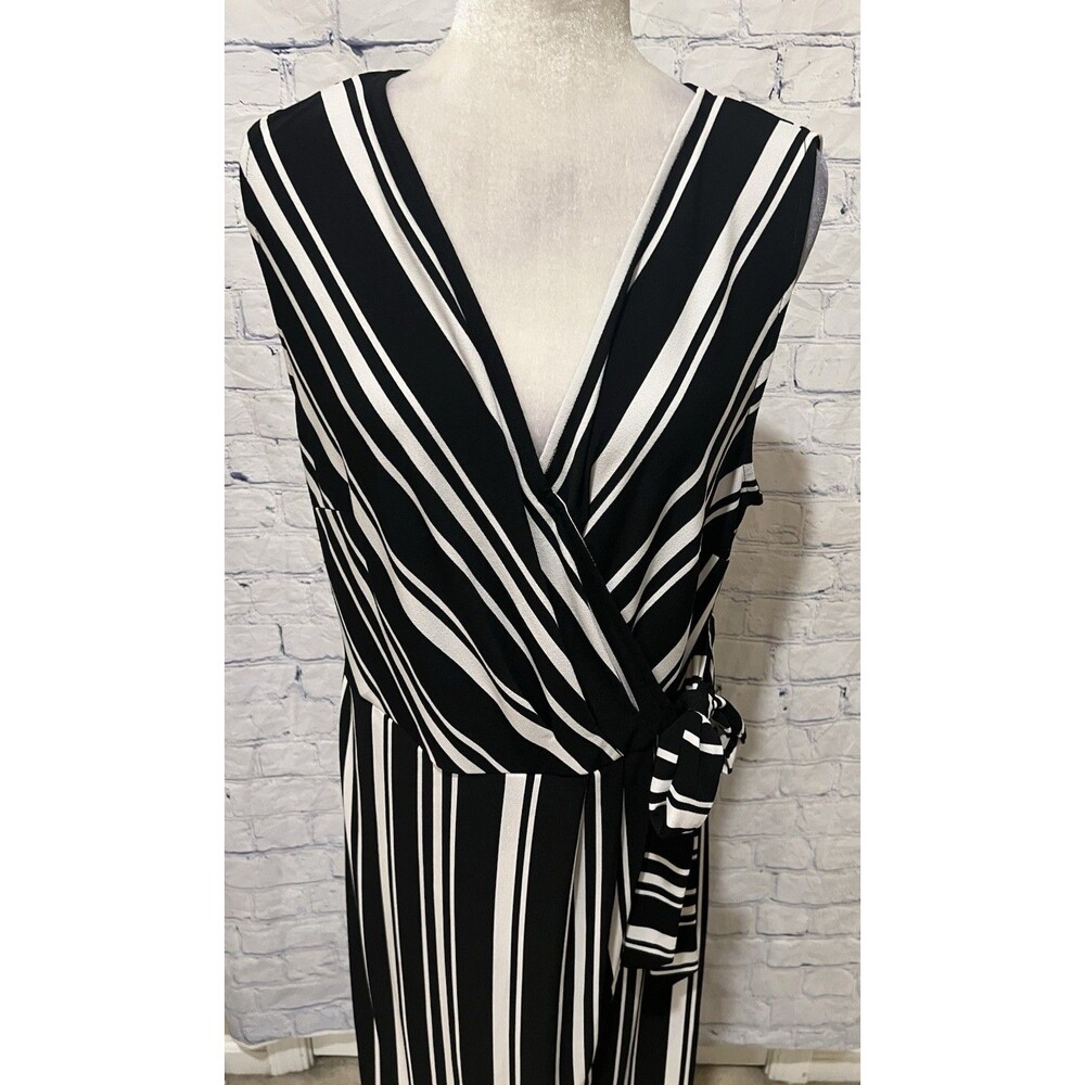 I.N.C. International Concepts black and white striped faux-wrap maxi dress XXL - Picture 2 of 6